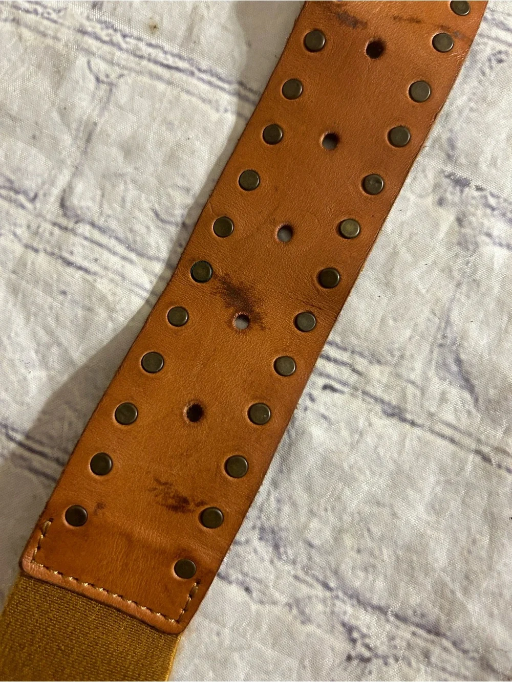 BOHO WESTERN WIDE RUST DARK CARMEL LEATHER BRASS STUDS CORAL MEDALLION BELT